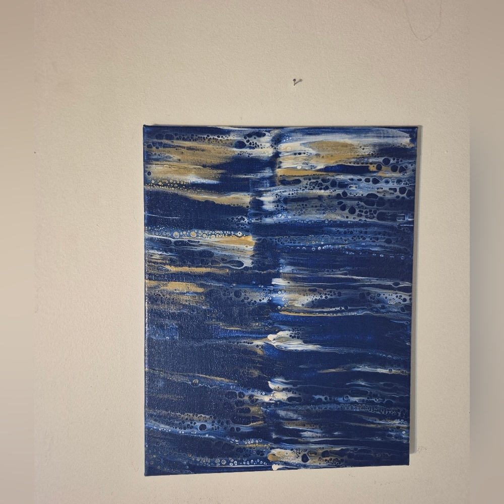 Abstract Blue and Gold Canvas Art